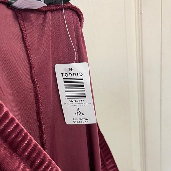 Torrid Women's NWT Burgundy Pockets Velvet Wine High Rise Tapered Sweatpants 2X - Picture 5 of 10